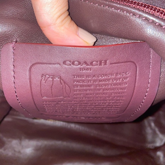 NEW Coach Black leather backpack with red trim - Picture 8 of 9